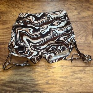 Shosho High Waist Brown and Cream Swirl Shorts